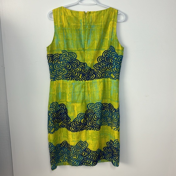 Anthropologie Tabitha Azure Scroll Embroidered Sheath Dress - Picture 5 of 10